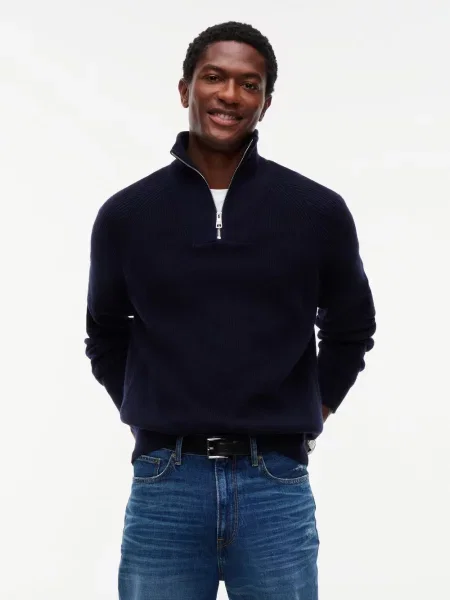 Tommy Hilfiger sweter z dzianiny z wełną Mężczyźni Wełna M niebieski