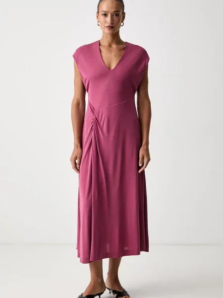 BOSS rochie din vâscoză Epuety roz