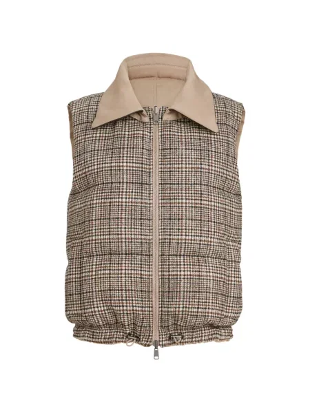 Gulerat reversibil vestă din puf Brunello Cucinelli din piele