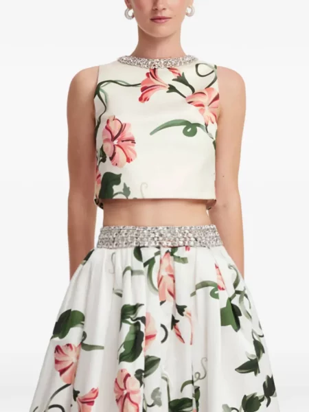 Top Leo Lin cu model floral cu imagine alb