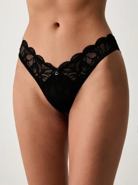 Emporio Armani Underwear nohavičky dámske čipkované čierna