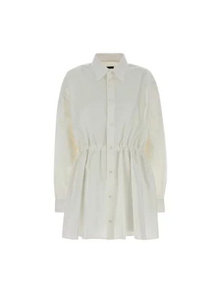 Lniana sukienka koszulowa Balenciaga biała