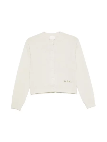 Kardigan A.p.c. z logo ze sznurkiem biały
