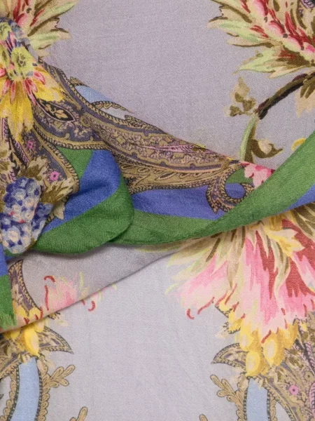 Fular Etro cu model floral verde