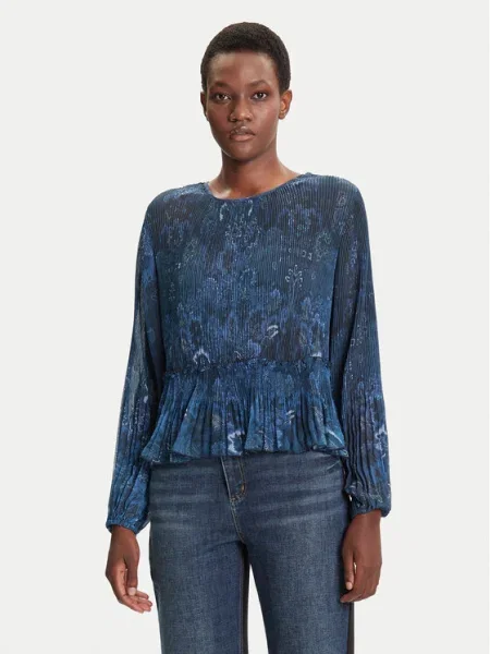 Desigual Bluză Plise Bleumarin