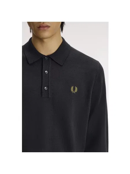 Pletená klasická košeľa Fred Perry čierna