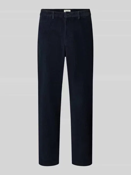 Spodnie sztruksowe z bocznymi wpuszczanymi Casual Friday granatowe