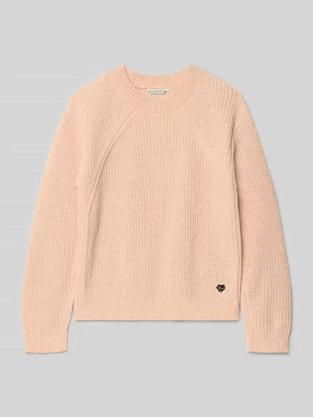 Sweter z dzianiny z prążkowanymi wykończeniami Guess różowy