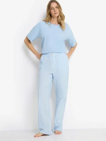 Copenhagen Studios Pantaloni de pijama albastru deschis alb