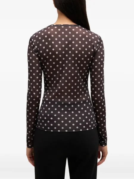 Top Ganni cu buline negru