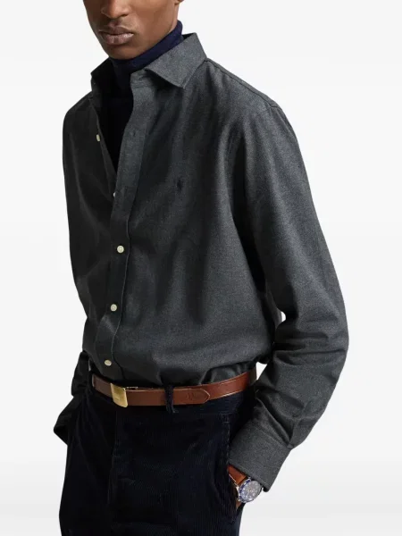 Siuvinėta pledinė marškiniai Polo Ralph Lauren ruoželis pilka