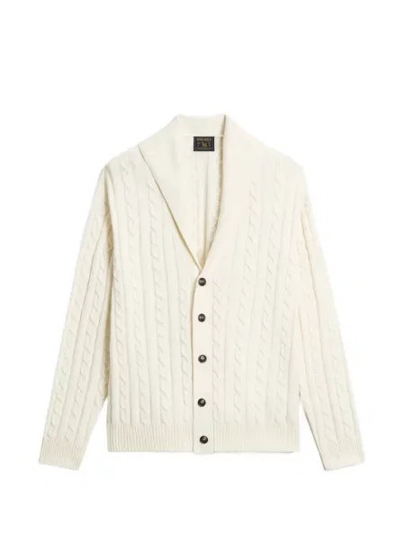 Gulerat cardigan Woolrich tricotate alb