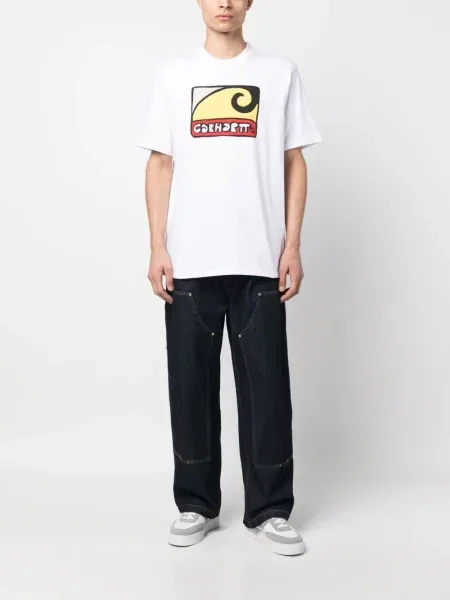 Szerokie jeansy Carhartt Wip niebieskie