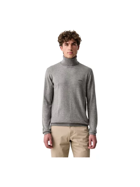 Sweter z golfem Guess wełniany do golfa szary