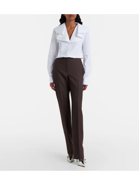 Pantaloni Mcqueen de lână cu dungi maro