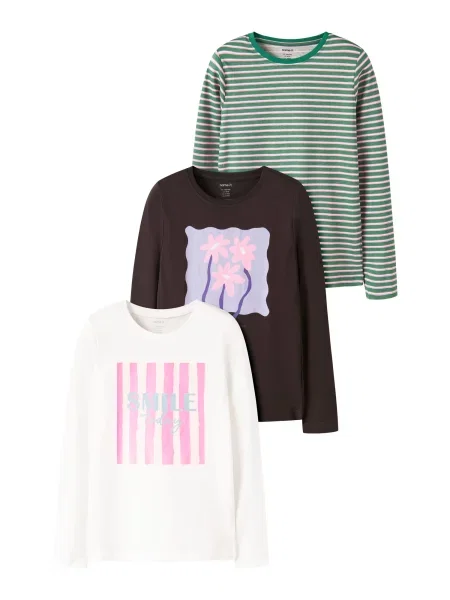 NAME IT Tricou NKFNIANA ciocolatiu / verde / roz alb