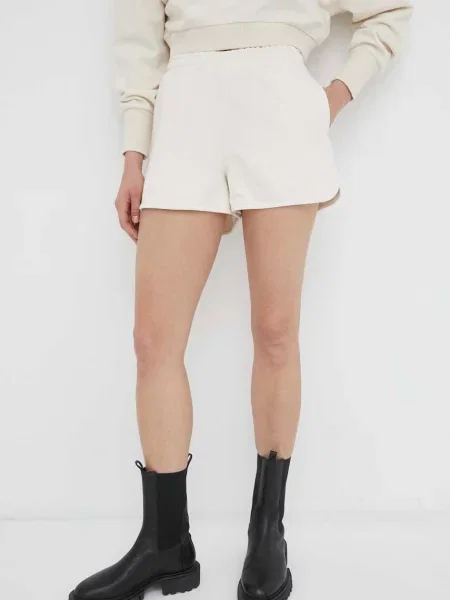 G-Star Raw szorty gładkie high waist beżowy