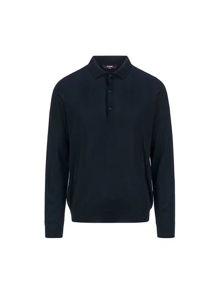 Sweter K-way wełniany z długim rękawem niebieski