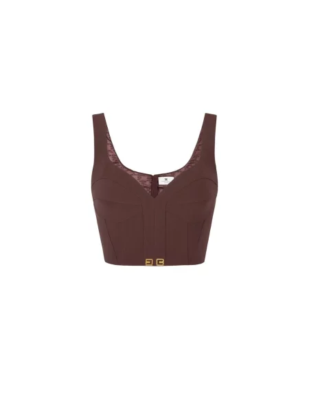 Top Elisabetta Franchi z logo fioletowy