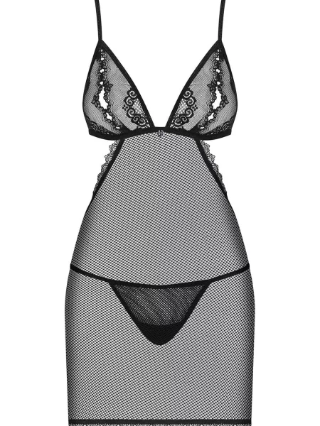 Комплект: пеньюар и трусики Комплект_Obsessive_Millagro_chemise чорний