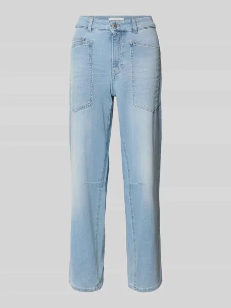 Jeansy o kroju straight fit z naszywanymi model Melly' Opus Pants niebieskie