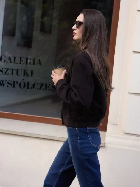 Mohito Bomber stiliaus striukė tamsiai ruda