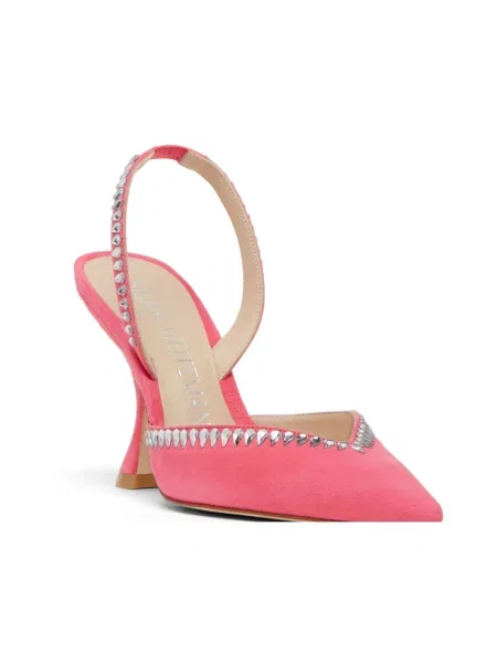 Czółenka Stuart Weitzman skórzana z otwartą piętą różowa