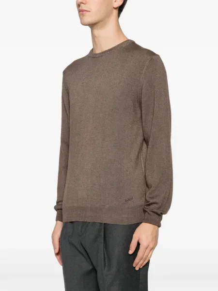 Pulover Woolrich cu decolteu rotund lung maro