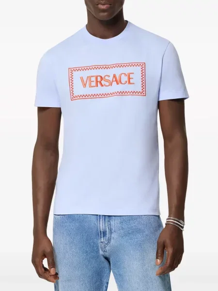 Raštuotas marškinėliai Versace mėlyna