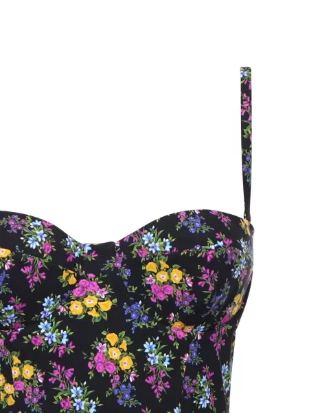 Balkonet grudnjak Dolce & Gabbana s cvjetnim printom s printom crna