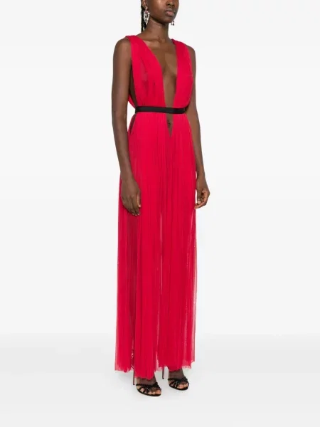 Rochie maxi Roserry plisată de costum roșu