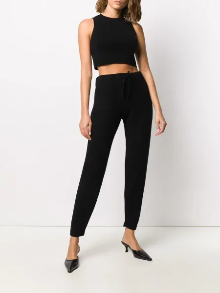 Spodnie Cashmere In Love z kaszmiru prążkowane czarne