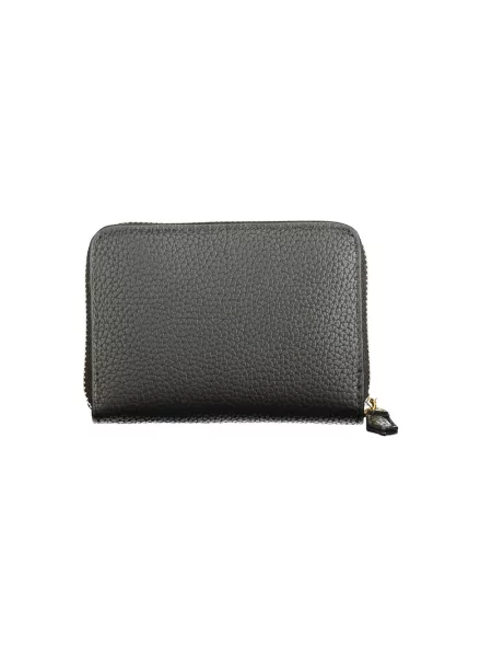 Lniany portfel Valentino z logo czarny