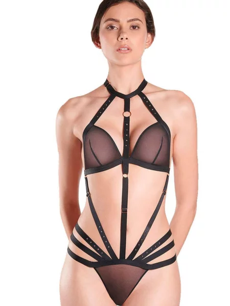 Прозрачное боди чорне