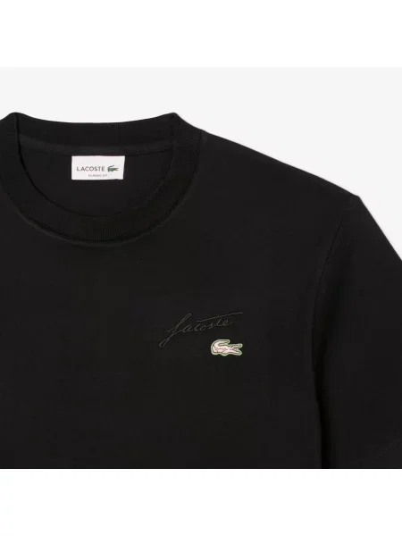 Lacoste T-Shirt Z Mocnej Dzianiny Jersey Z Haftowanym Symbolem czarny