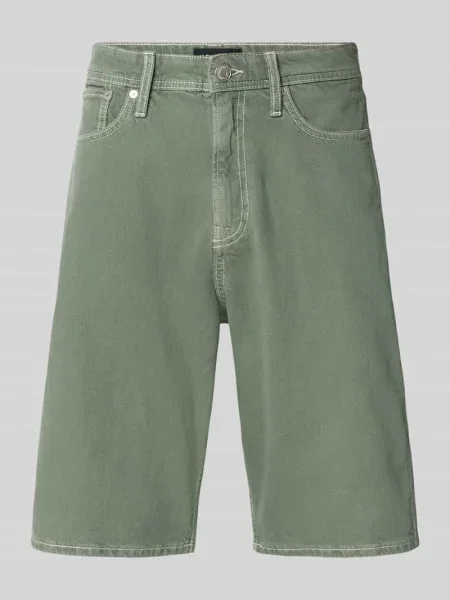 Szorty jeansowe o kroju baggy z wpuszczanymi model ALEX' Jack & Jones zielone