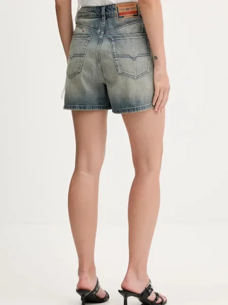 Džínové šortky Diesel DE-JIRO SHORTS high waist modrá