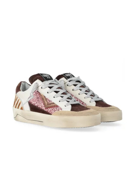 Sneakersy 4b12 skórzane brązowe