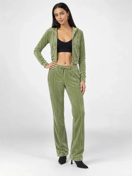 Velúr futó nadrág Juicy Couture zöld