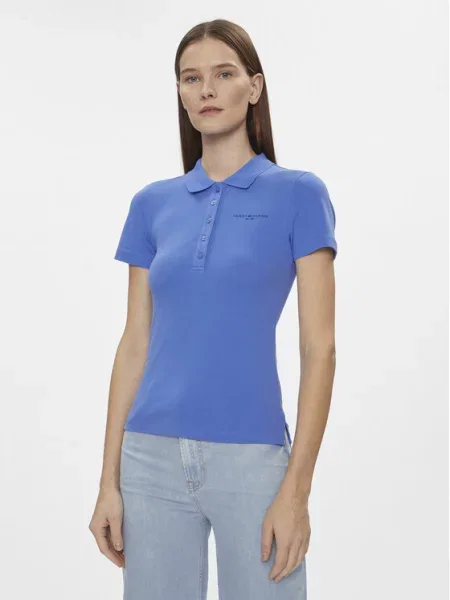 Tommy Hilfiger Тениска с яка и Slim Mini Corp Logo Polo Ss Тъмносин