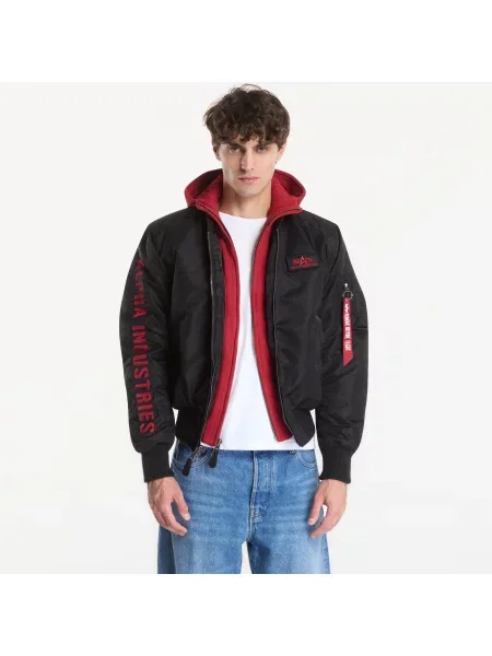 Jachetă Alpha Industries D-Tec Sleeve Embroidery Black/ Red XL negru
