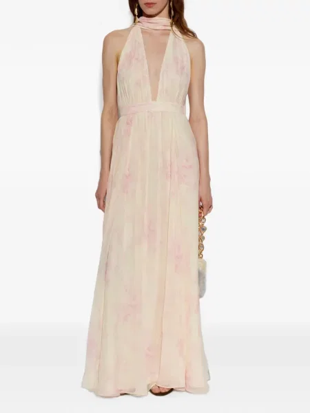 Rochie maxi Loveshackfancy de mătase cu model floral cu imagine