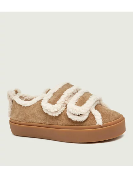 INUIKII Teniși din piele Velcro | shearling bej
