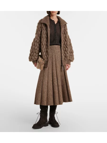 Cardigan Brunello Cucinelli de lână maro