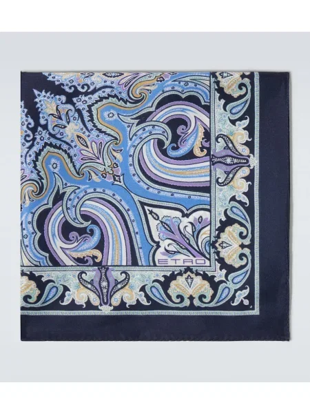 Svilena kravata Etro s potiskom s paisley potiskom modra