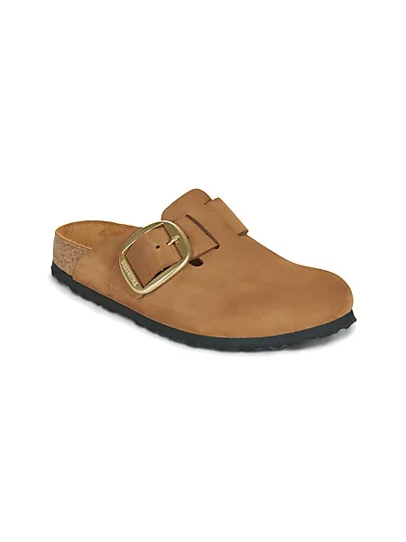 Birkenstock natikači nubuk Boston Big Buckle Nubuck Leather rjava