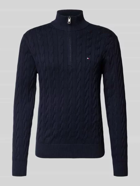 Bluza Tommy Hilfiger z kołnierzem z logo klasyczna granatowa