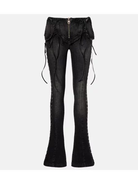 Blugi evazați Blumarine cu talie joasă negru