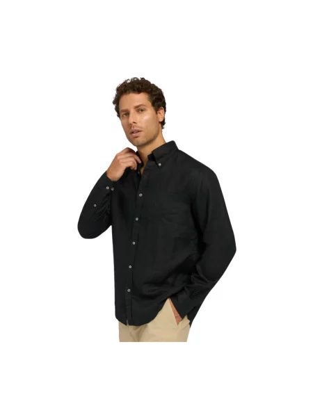 Lniana koszula Brooks Brothers czarna
