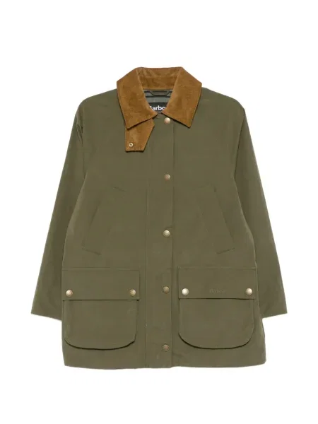Gulerat palton Barbour de catifea cord verde